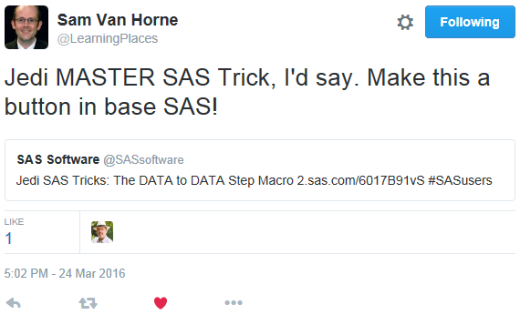 Tweet says "Make this a button in base SAS"